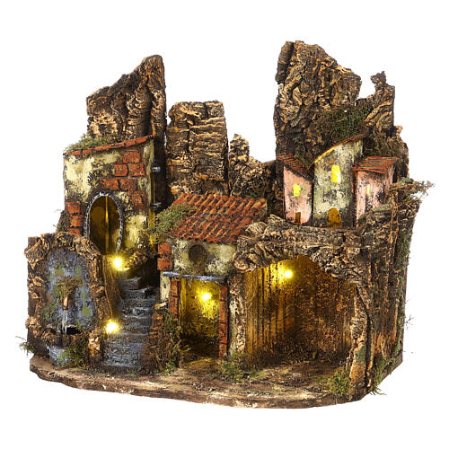 Neapolitanische Krippe mit Springbrunnen 35x40x25 cm Korkstatuen, 8-10 cm 2