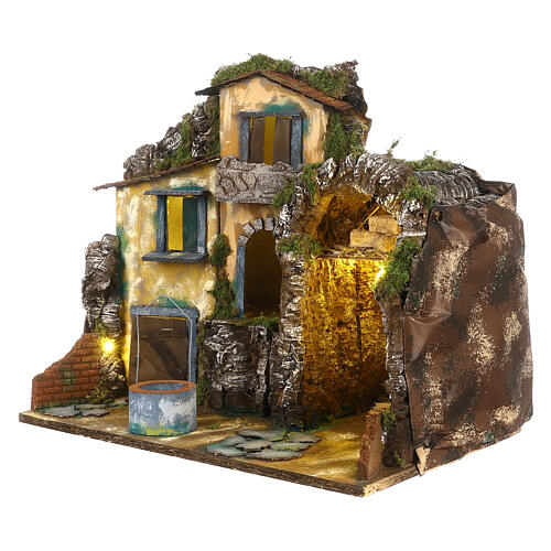 Cenário presépio napolitano com poço 40x50x30 cm para figuras de 8-10 cm 2