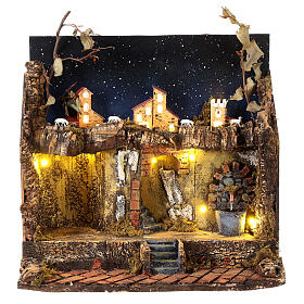 Neapolitan Nativity setting to hang with fountain, 35x40x25 cm, for 8-10 cm characters