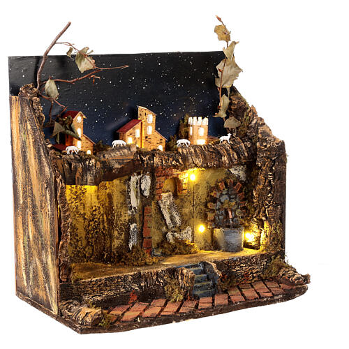 Neapolitan Nativity setting to hang with fountain, 35x40x25 cm, for 8-10 cm characters 3