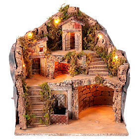 Neapolitanische Krippe mit Brunnen Kork 40x40x40 cm Statuen, 8-10 cm