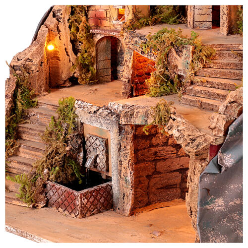 Neapolitan Nativity Scene with fountain, 40x40x40 cm, for 8-10 cm characters 2