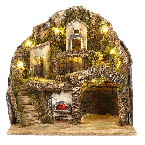 Neapolitan Nativity Scene with oven, 40x40x40 cm, for 8-10 cm characters 1