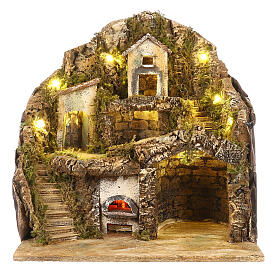 Presepe napoletano con forno 40x40x40 cm sughero statue 8-10 cm