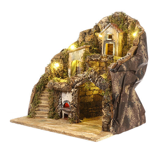 Presepe napoletano con forno 40x40x40 cm sughero statue 8-10 cm 2