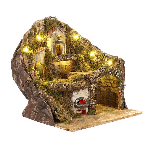 Presepe napoletano con forno 40x40x40 cm sughero statue 8-10 cm 3