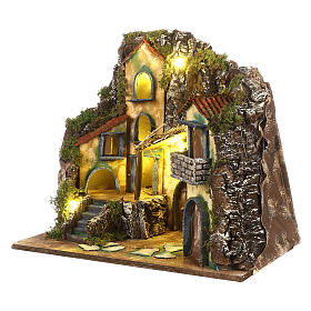 Neapolitan Nativity Scene with church, 40x45x30 cm, for 8-10 cm characters