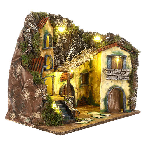 Belén napolitano con iglesia corcho 40x45x30 cm estatuas 8-10 cm 3