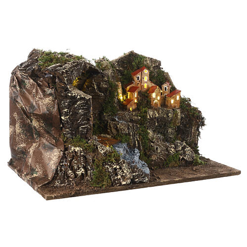 Capanna con villaggio 30x50x35 cm sughero presepe napoletano statue 8-10 cm 3