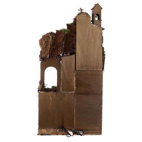 Neapolitan Nativity Scene of 18th century with bell tower 85x40x40 cm for characters of 8-10 cm 7