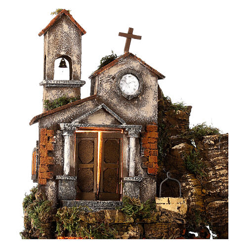 Presepe napoletano stile 700 campanile 85x40x40 cm statue 8-10 cm 4