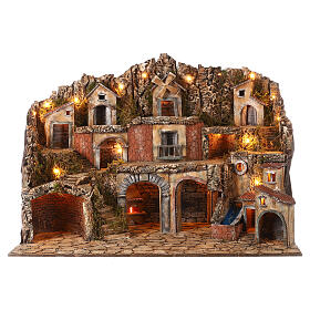 Neapolitan Nativity Scene with mill, fountain and oven 60x100x50 cm for characters of 8-10 cm