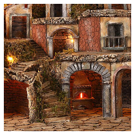 Neapolitan Nativity Scene with mill, fountain and oven 60x100x50 cm for characters of 8-10 cm