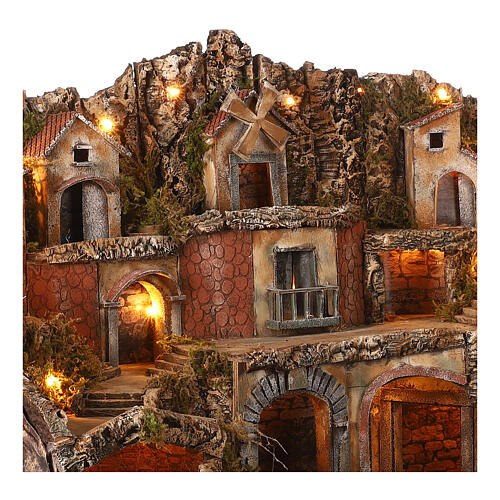 Cenário com moinho, fontanário e forno 60x100x50 cm para presépio napolitano com figuras de 8-10 cm 6