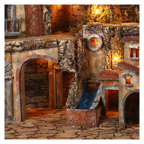 Neapolitan crib cork 60x100x50 cm, mill, fountain and oven, statues 8-10 cm 4