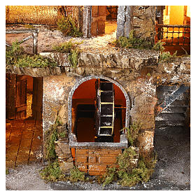 Neapolitan Nativity Scene with watermill and oven 50x60x50 cm for characters of 8-10 cm