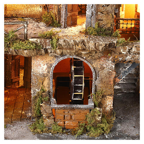 Neapolitan Nativity Scene with watermill and oven 50x60x50 cm for characters of 8-10 cm 2