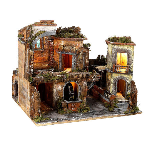 Neapolitan Nativity Scene with watermill and oven 50x60x50 cm for characters of 8-10 cm 5