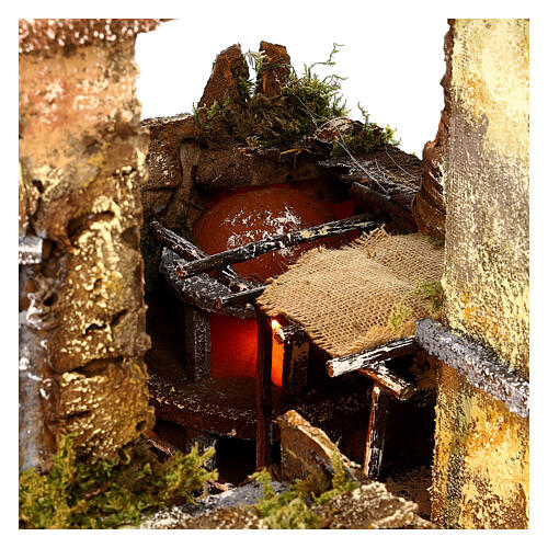 Neapolitan Nativity Scene with watermill and oven 50x60x50 cm for characters of 8-10 cm 8