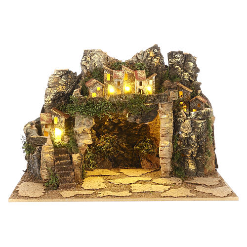 Neapolitan Nativity Scene, wood and cork, 30x45x30 cm, for 8-10 cm characters 1