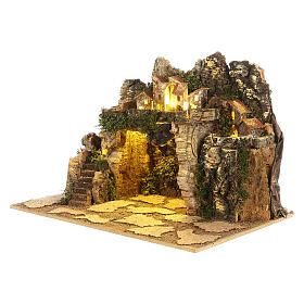 Presepe napoletano sughero e legno 30x45x30 cm statue 8-10 cm
