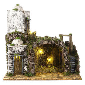 Arabic house with stable and well, 40x40x30 cm, for Neapolitan Nativity Scene with 8-10 cm characters
