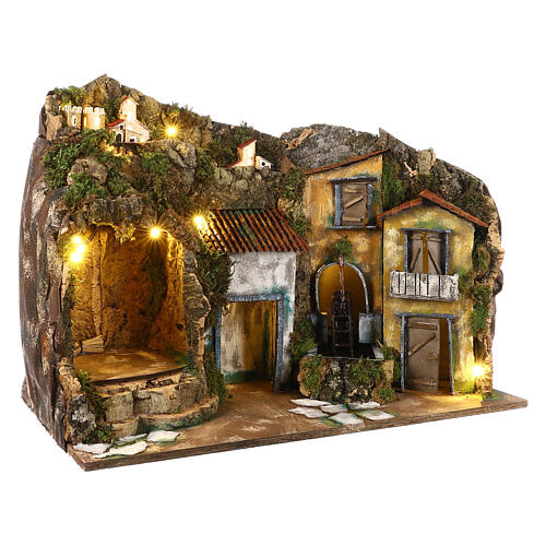 Neapolitan Nativity Scene with mill, 45x60x35 cm, for 10 cm characters 3