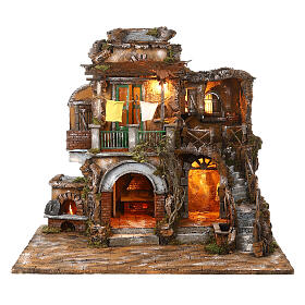 Village 75x85x65 cm 1800s style Neapolitan nativity scene 10 cm with oven