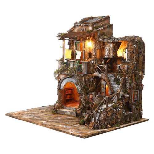 Village 75x85x65 cm 1800s style Neapolitan nativity scene 10 cm with oven 3