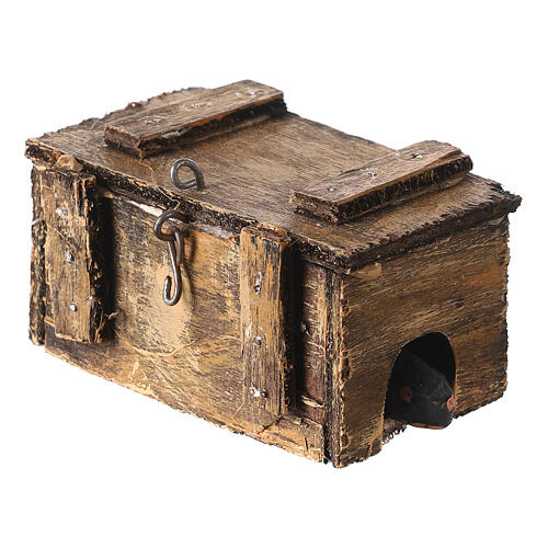 Chest with mouse figure 5x5x10 cm Neapolitan nativity scene 10 cm 2