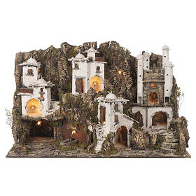 Neapolitan Nativity Scene of Arabic style with castle and fountain 55x100x40 cm for 10-12 cm characters