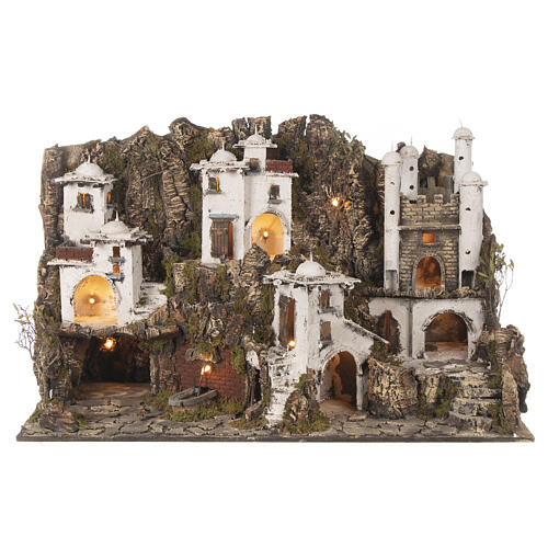 Neapolitan Nativity Scene of Arabic style with castle and fountain 55x100x40 cm for 10-12 cm characters 1