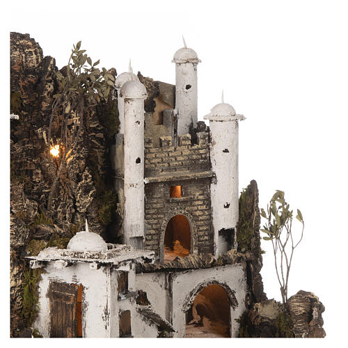 Neapolitan Nativity Scene of Arabic style with castle and fountain 55x100x40 cm for 10-12 cm characters 2