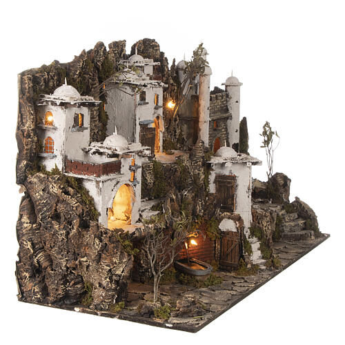 Neapolitan Nativity Scene of Arabic style with castle and fountain 55x100x40 cm for 10-12 cm characters 6