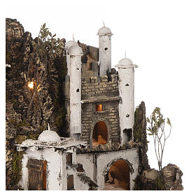 Presépio napolitano estilo árabe com castelo e fontanário 55x100x40 cm para figuras de 10-12 cm