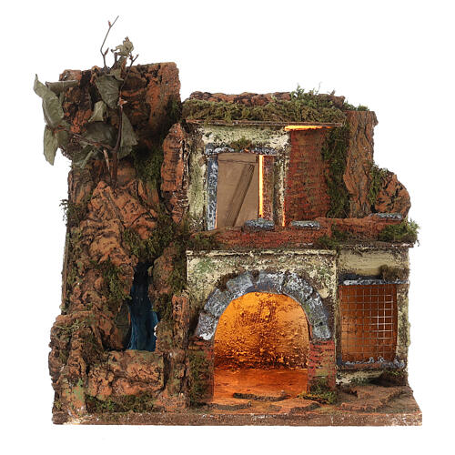 Presepe 10-12 cm napoletano 30x30x20 cm cascata 700 1