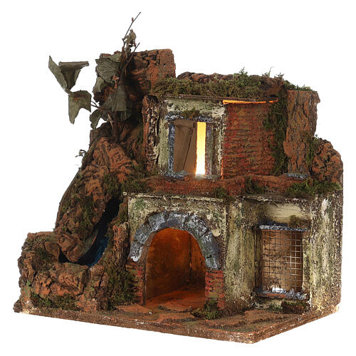 Szopka neapolitańska 10–12 cm 30×30×20 cm z wodospadem 2