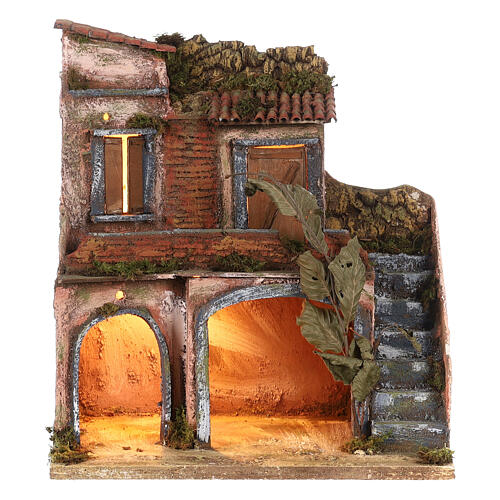 Neapolitan nativity scene house 10-12 cm 18th century 35x30x20 cm 1