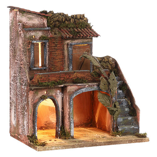 Neapolitan nativity scene house 10-12 cm 18th century 35x30x20 cm 3