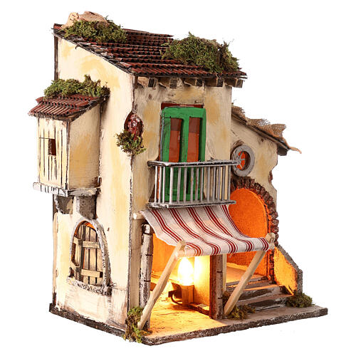 Dom z zasłoną z tkaniny, 40×35×25 cm do szopki neapolitańskiej 3