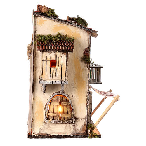 Dom z zasłoną z tkaniny, 40×35×25 cm do szopki neapolitańskiej 4