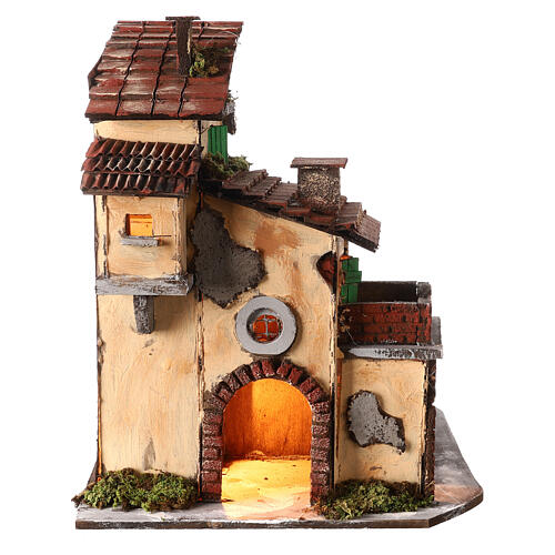 Rustic house landscape 40x40x30 cm Neapolitan nativity 10-12 cm oven 5