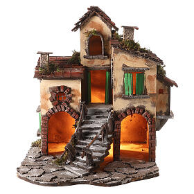 Rustic Italian house 40x40x30 cm Neapolitan nativity scene 10-12 cm