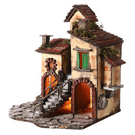 Rustic Italian house 40x40x30 cm Neapolitan nativity scene 10-12 cm