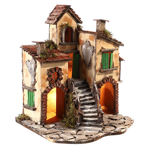 Rustic Italian house 40x40x30 cm Neapolitan nativity scene 10-12 cm 3