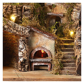 Rustic landscape with houses and oven 40x35x30 cm for 10-12 cm Neapolitan Nativity Scene