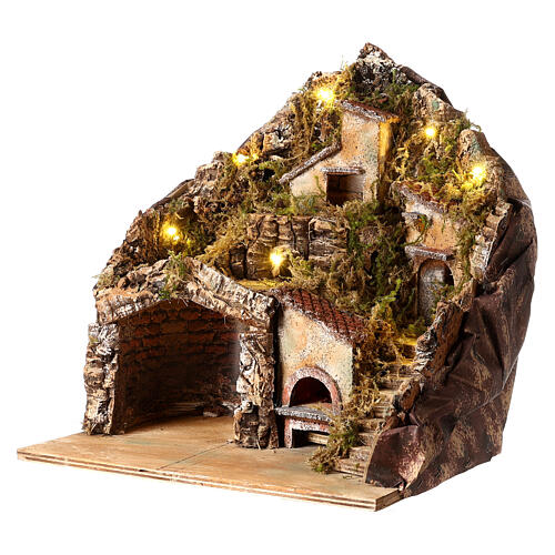 Rustic landscape with houses and oven 40x35x30 cm for 10-12 cm Neapolitan Nativity Scene 3