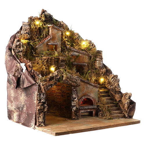 Paesaggio 40x35x30 cm con forno presepe napoletano 10-12 cm 4