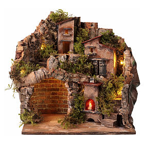 Krajobraz górski z piecem – 40×35×30 cm – szopka neapolitańska do figurek 10–12 cm