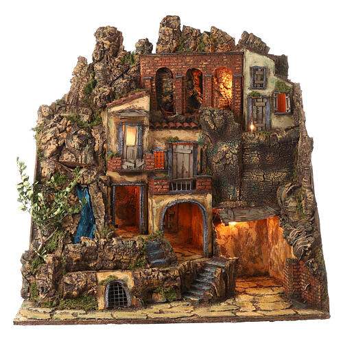 Neapolitan Nativity Scene setting with aqueduct and waterfall for 10-12 cm characters 70x70x50 cm 1